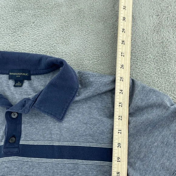 Banana Republic Mens Gray & Blue Striped Polo Shirt XL 100% Cotton 2050 - Picture 5 of 8